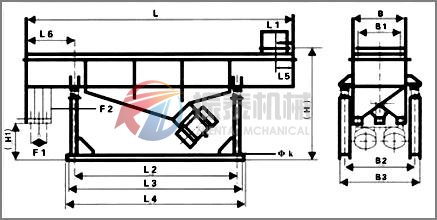 直線振動篩外形尺寸示意圖